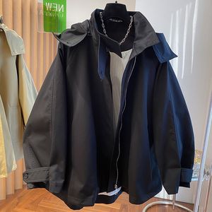 2025 primavera e autunno nuovi cappotti da donna larghi Casual con cappuccio retrò monopetto corti tinta unita - Product Image 2