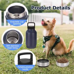 Bouteille d'eau pour chien en acier inoxydable 304SS, bol amovible pour animaux de compagnie, <span class=keywords><strong>thermos</strong></span> isotherme portable pour les voyages en plein air et l'utilisation des animaux de compagnie - Product Image 4