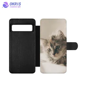 Popular DIY Blank Sublimation Stand-up PU Leather Wallet Case With Inside Soft Rubber Case For Pixel 9 / 9 Pro / 8/ 8 Pro