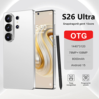 Smartphone 2025 S26 Ultra Baru 5G LTE Octa Core Kamera 108MP Layar OLED 144Hz Penyimpanan 1TB Snapdragon 800 Android 15 Prancis