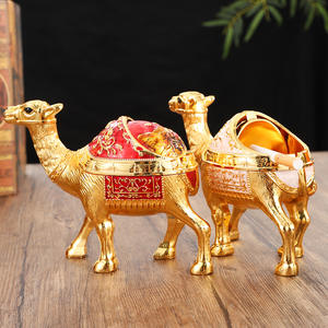 <span class=keywords><strong>Cendrier</strong></span> rond portable de luxe léger moderne en alliage de chameau avec couvercle pour bureau à domicile - Product Image 3