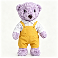Ours en peluche personnalisé en coton PP, jouet ours violet de dessin animé avec tenue assortie, décoration, cadeau pour enfants