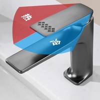 Robinet de salle de bain monocommande chaud/froid à activation par levage sous pression atmosphérique, gris anthracite, modèle YP-KDa-6450, céramique, Yao Peng
