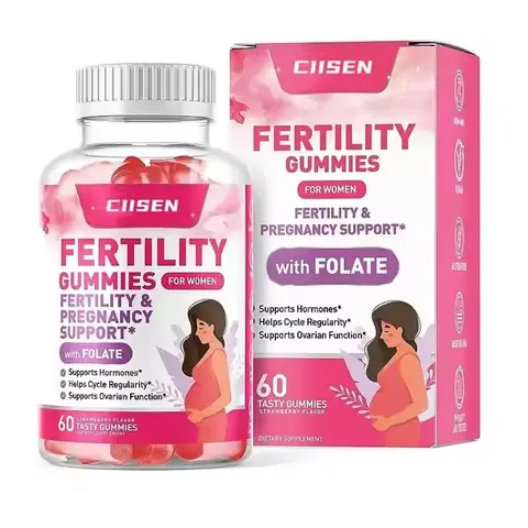 Gomitas de fertilidad que apoyan la concepción y el equilibrio hormonal para mujeres con suplementos de ácido fólico y vitamina B6 para la fertilidad