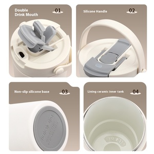 Gobelets en céramique personnalisés de 30oz en acier inoxydable bouteilles d'eau en métal isolées et durables avec paille à rabat pour le café et le camping - Product Image 4