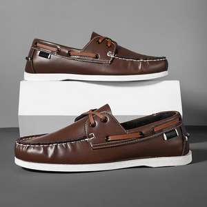 Sailing Shoes Genuine <b>Leather</b> Men's Low-top Casual All-match <b>Leather</b> Shoes Slip-on Driving Lazy Round-toe New Men's Shoes - Product Image 3