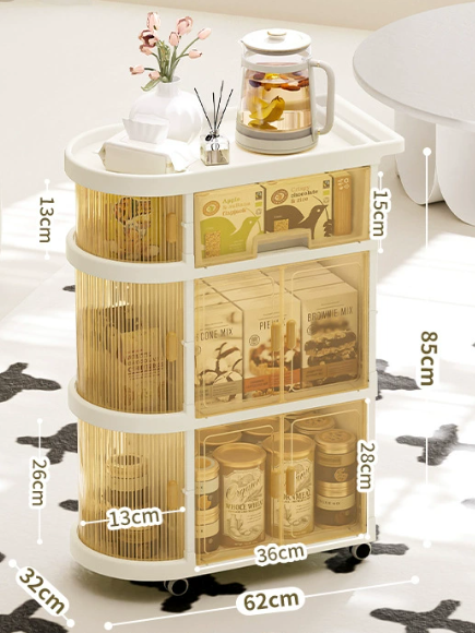[Transparence Ambre Blanc] 2 portes + 1 tiroir