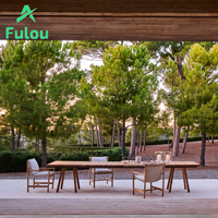 Ensemble de table à manger d'extérieur en teck massif, durable et imperméable, pour hôtel, villa, jardin, salle de banquet, salon, maison, style yacht de luxe moderne