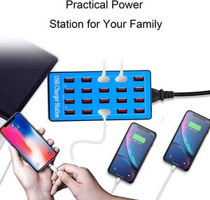 Caricatore USB intelligente a 20 porte 100W protezione totale sovraccarico tensione globale Multi-dispositivo di ricarica per telecamere - Product Image 3