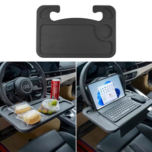 Portable Car Laptop Desk Mount <strong>Stand</strong> Eat Work Car Steering Wheel Dining Table Bracket <strong>Drink</strong> Food Coffee Tray Storage Locker - Product Image 2