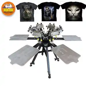 Dgruida Hot Sale Hoge Kwaliteit Multi-Color 6 Kleuren 6 Stations Dubbele Roterende Handleiding Diy T-Shirt Zeefdrukmachine