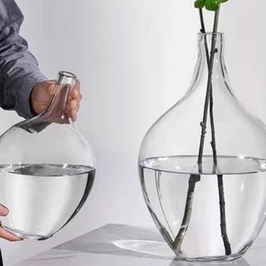 Vaso alto per <span class=keywords><strong>centrotavola</strong></span> da soggiorno ufficio cucina, grande e <span class=keywords><strong>moderno</strong></span> a cilindro trasparente, - Product Image 3