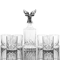 NOUVEAU DESIGN Carafe à whisky classique avec bouchon en alliage de zinc en forme de crâne de cerf, verre sodocalcique sans plomb, capacité 900 ml, usage domestique NOVARE