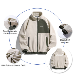Giacca <span class=keywords><strong>Sherpa</strong></span> Unisex con Cerniera e Maniche Raglan con Logo Personalizzato, Morbida Calda e Confortevole da Esterno in Pile - Product Image 2
