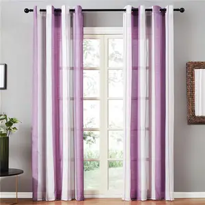 Nhà Máy Cung Cấp Hình Học Tím Faux Linen In Backdrop Trang Trí Cửa Sổ Voile Curtain//