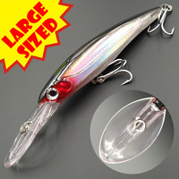 Leurre dur de pêche Lunker Large Slow Sinking Minnow pour la pêche en mer, en bateau, à la traîne, avec hameçons, en ABS, pour la pêche au GT en lac/réservoir/étang