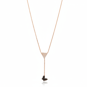 Mariposa negro circón triángulo claro circón piedra encanto collar turco venta al por mayor hecho a mano 925 joyería de plata esterlina - Product Image 2