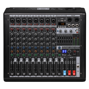 B10 Professional Audio Mixer <strong>10</strong> Channel with BT 5.0 USB MP3 Player, 99 DSP Effects, 48V Phantom Power and 7-Band Graphic EQ - Product Image 1