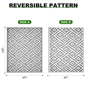 Tapis d'extérieur pliables en polypropylène de haute qualité, imperméables, gris et blancs, pour 4 saisons, en liquidation, pour patio, jardin, véranda, balcon - Product Image 4