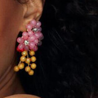 Anting-anting bunga manik-manik akrilik warna-warni wanita, gaya boho, dengan rumbai, perhiasan gantung, grosir
