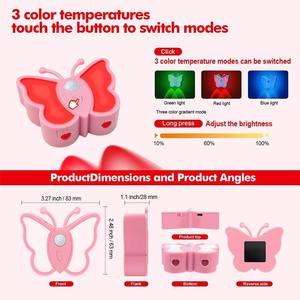 Lampe Papillon RGB Intelligente à Détection Corporelle, Protection Oculaire, Lumière d'Ambiance Magnétique, Veilleuse LED Papillon - Product Image 3