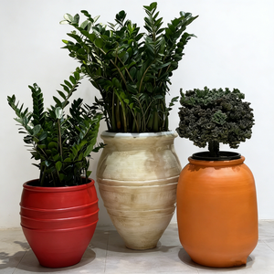 Vaso per <span class=keywords><strong>Fiori</strong></span> Extra-Large in Fibra di Argilla JIN PENG, Contenitore per <span class=keywords><strong>Fiori</strong></span> da Esterno, Resistente al Vento e alla Pioggia, Decorazione Moderna per Giardino - Product Image 3