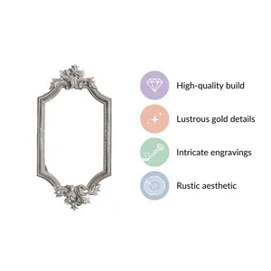 Espejo de pared de metal decorativo de lujo con diseño intrincado y acabado antiguo para decoración de vida disponible precio asequible - Product Image 3