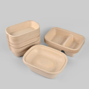 Fiambrera Desechable Biodegradable para Caña de Azúcar, Pasta de Bagazo y Material PET para Sushi para Llevar y Fideos de Uso Industrial - Product Image 1