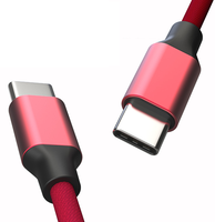 Fabric Braid Kabel Data 0.2M, Pengisi Daya Cepat Pendek USB Tipe C Ke USB C PD untuk Power Bank