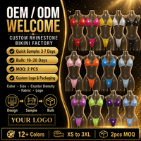Ensemble de bikini en cristal solide, maillot de bain deux pièces à nouer sur le côté, sexy, minimaliste, triangle, push-up