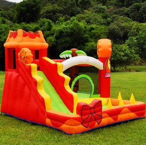 MANLIAN Kastil Tiup Baru Hutan Hujan Tropis Seluncuran Air Singa Kombinasi Trampolin Indoor/Outdoor Bahan PVC 4-Orang - Product Image 3