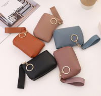 Dompet Wanita Model Baru 2026, Dompet Koin Kulit PU, Tas Kecil dengan Tali Gantung, Tas Clutch Gaya Vintage, Gantungan Kunci, Dompet Tangan