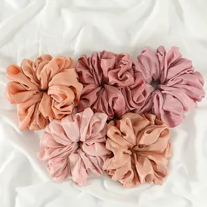 Oversized silk scrunchies for hijab malaysia muslim hair extension satin silk satin crepe hijab scrunchies