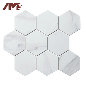 Chine élégant en gros blanc piscine marbre <span class=keywords><strong>hexagone</strong></span> <span class=keywords><strong>géométrie</strong></span> céramique pierre mosaïque carreaux pour salle de bain toilettes mosaïques - Product Image 2