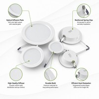 Plafonnier encastré LED Starsun pour intérieur, en aluminium et PMMA, blanc/noir, 3 CCT, spot moderne, angle de faisceau 120°, garantie 2 ans