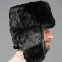 Gorro Ushanka de Piel Auténtica Estilo Ruso, Gorro de Invierno de Lujo a Prueba de Viento