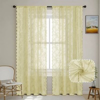 Voilages en dentelle Chuoji vert sauge style rustique damassé, rideaux occultants à œillets 100 % polyester de style classique, cantonnières personnalisables