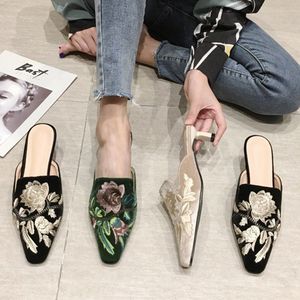 Chaussures Pour Femmes Talon 5CM Pointy Toe Kitten Low Heels <b>Slippers</b> Women Mules Shoes - Product Image 5