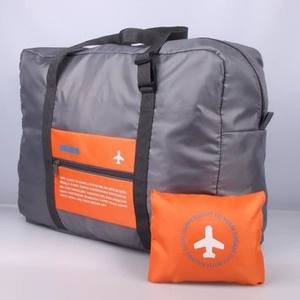 Bolsa de viaje, bolsa de lona rectangular naranja y gris, almacenamiento de equipaje para viaje, organizador de ropa portátil con logotipo de avión - Product Image 1