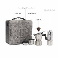 Kit de préparation d'espresso complet pour cuisinière, prêt à expédier, en acier inoxydable, avec cafetière moka, moulin manuel et distributeur portable