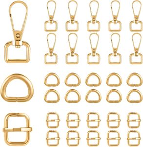 Kit de crochets pivotants PCS avec boucles coulissantes Tri-Glide, fermoirs pivotants et anneaux en D pour la fabrication de sacs à main, quincaillerie dorée pour sacs - Product Image 1