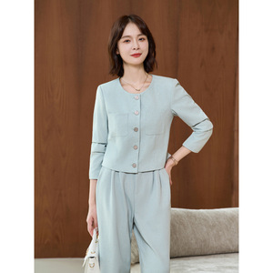 Women's Professional Medical Aesthetics Receptionist Uniform Long Sleeve Suit Winter 2025 Elegant Conference Wear - Product Image 3