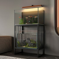 Support de réservoir à poissons moderne et simple en métal à double couche, pour la vie quotidienne, la cuisine en plein air, base robuste personnalisable, boîte de filtre inférieure