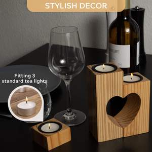 Tùy chỉnh thiết kế mộc mạc thông bằng gỗ hình trái tim nến trang trí nội thất tealight gỗ người giữ ngọn nến - Product Image 6