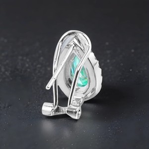 Drop Earrings Water Drop Shape 925 Sterling Silver Lake Green Stone Circling Setting Gift Jewelry Unisex - Product Image 4