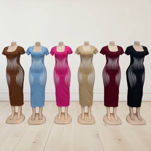 Nouvelle Robe d'été décontractée pour femme, imprimée, à manches <span class=keywords><strong>courtes</strong></span>, taille <span class=keywords><strong>haute</strong></span>, coupe sirène, vente en gros - Product Image 3