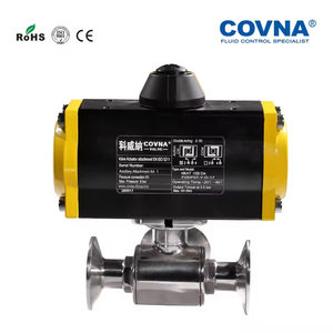 Covna khí nén actuated bóng van thực phẩm an toàn thép không gỉ t L cổng 4inch khí nén thiết bị truyền động <span class=keywords><strong>3</strong></span> cách khí nén bóng van - Product Image 6