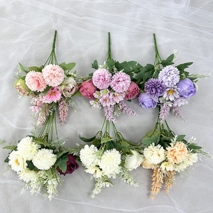 Meiyu Craft Flowers - Bouquet de roses artificielles en soie, fleurs artificielles faites à la main, décoration de mariage, décoration de la maison - Product Image 1
