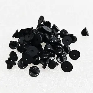 Schwarze Gummi kupplungen Runde Form Emaille Pin Back PVC Backing für Metall Anstecknadel Abzeichen