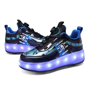 Chaussures de marche montantes à roulettes rétractables avec <span class=keywords><strong>LED</strong></span>, lumières <span class=keywords><strong>LED</strong></span> multicolores réglables, semelle souple amortissante - Product Image 2